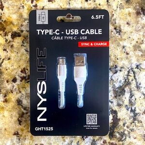 Silver Type-C USB Cable - 6.5FT